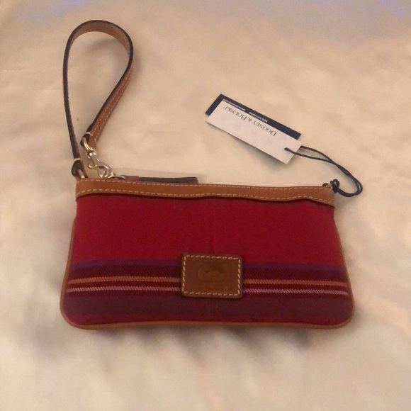 Dooney & Bourke Red Tartan & Brown Leather Trim ZA Wristlet NWT - Picture 12 of 16